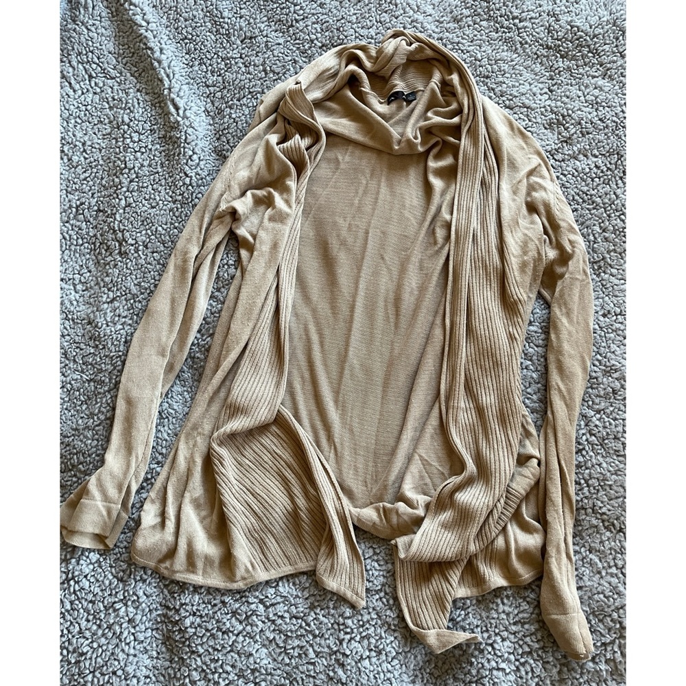 Ava Women’s Large Tan Beige Cardigan Sweater.